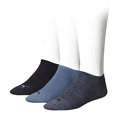 Image of Puma Men&#039;s Unisex 3p Sneaker Plain Sock, Denim Blue, 8 Jun UK