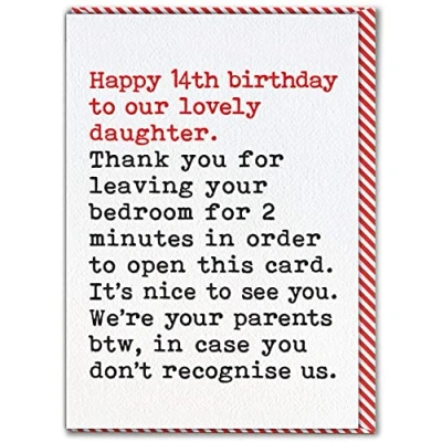 Image of Brainbox Candy Daughter 14th Birthday Card Funny For Girls From Mum Dad