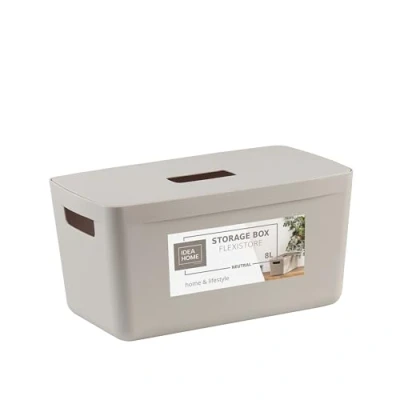Image of IDEA HOME Plastic Storage Box with Lid Boxes Organiser Really Useful for Storing Various Items in the Living Room, Bedroom or Bathroom, 8L