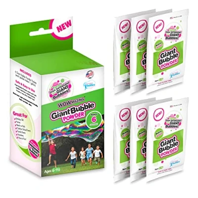Image of WOWMAZING Big Bubble Refill Powder Mix (6 Packets) Turns Dish Detergent into Giant Bubbles. Makes 24 LITERS! Made in USA