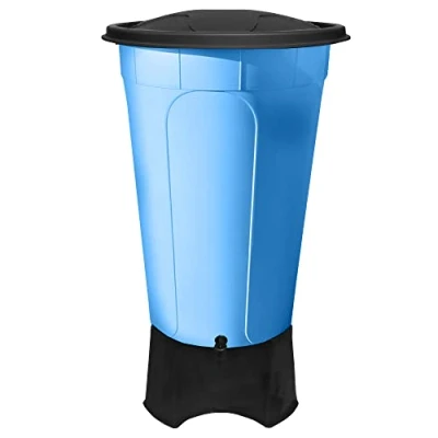 Image of Large 210L Water Butt with Stand &amp; Tap Garden Waterbutt Barrel Rain Collector Blue Kit