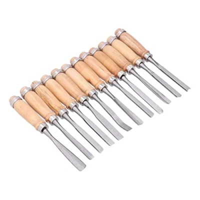 Image of Wood Groove Parting Tools, Portable 12Pcs Professional HSS Modeling Turning Chisel Set for Carpenter Lathe Hardwood Grinder