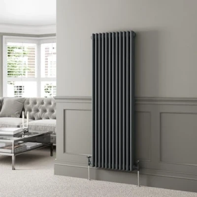 Image of DuraTherm® 1600 x 560mm Anthracite Grey Traditional Vertical Designer Radiator Triple Column Colosseum Cast Iron Style Central Heating Panel Radiators Rad