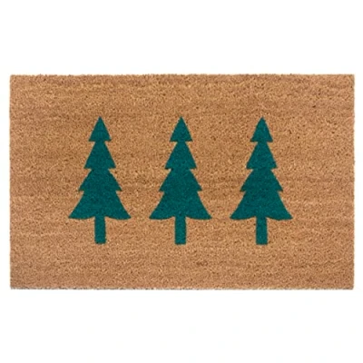 Image of Hanse Home Coconut Doormat Christmas for Indoor and Outdoor Use Dirt Trapper Mat Natural Trees Green Weatherproof Non Slip Hallway, Entrance Area 45 x