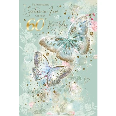 Image of Cherry Orchard Stunning Sister in Law 60th Birthday Card with Gold Foil Detail and Envelope