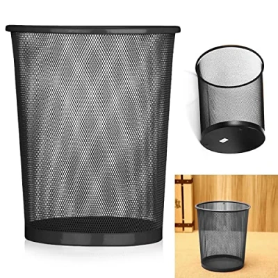 Image of ARA CHOICE Colourful Metal Mesh Waste Bin Rubbish Paper Net Basket Home Office Durable and easy to use Recycling for Bedrooms Multi Colour. (Black)