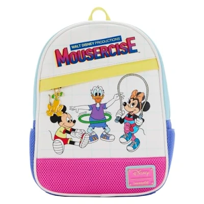 Image of Loungefly Disney Mousercise Womens Double Strap Shoulder Bag Purse, Multi, One Size