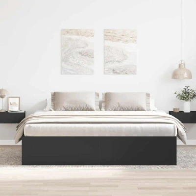 Image of vidaXL Bed Frame without Mattress Black 180x200 cm Super King Size
