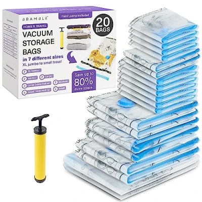 Image of 20 Pack Heavy Duty Vacuum Storage Bags for Clothes with Pump Extra Large Duvets, Travel
