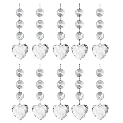 Image of UCLEVER 10pcs Clear Crystal Heart Pendants, Christmas Crystals Beads for Chandeliers, Hanging Suncatcher Windows Home Decor