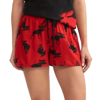 Image of Hatley Women&#039;s Pyjama Boxer Shorts Pajama Bottom, Moose on Red, S
