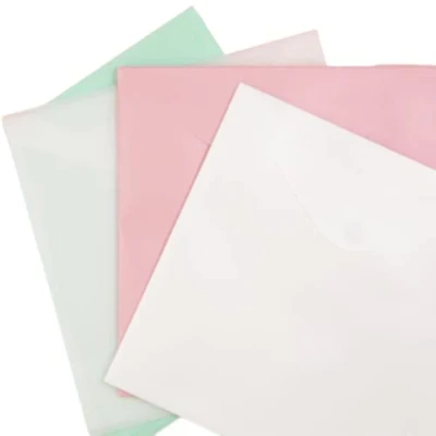 Image of Craftelier Kit of 12 Envelopes with Velcro Closure for Paper, Cardstock and Other Scrapbooking Craft Materials Size 30 x cm Includes 4 Colours: Pink, Turquoise, White Crystal Clear