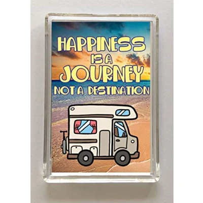 Image of &#039;Clare&#039;&#039;s Cosmetics&#039; Motorhome Lover Fun Gift Happiness Is A Journey Not Destination Novelty Fridge Magnet Present