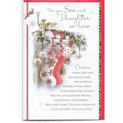Image of Christmas Card For Son and Daughter in Law 23 x 15 Cm (9 6 inches) You Stocking