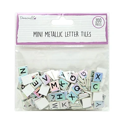 Image of Dovecraft DCBS266 Essentials Mini Metallic Letter Tiles Iridescent, Multi, one Size