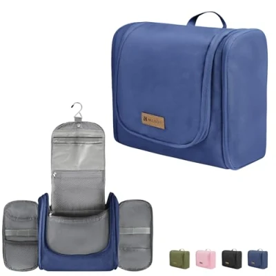 Image of MULISOFT Toiletry Bag for Women and Men, Water Resistant Travel Makeup with Hanging Hook, Compact Organizer Bag, Cosmetics