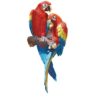 Image of Design Toscano Tropical Scarlet Macaws Wall Sculpture, 56 cm, Polyresin, Full Colour, 22 Inch