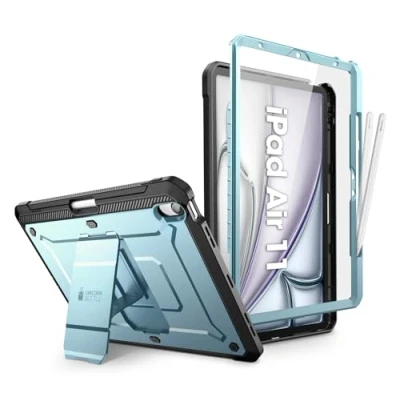 Image of SUPCASE for iPad Air 11 Inch Case 6th Generation M2 2024, [Built in Screen Protector &amp; Pencil Holder Stand] Full Body Rugged Cover 6th/5th/4th Gen (11/10.9 Inch, 2024/2022/2020), Arctic