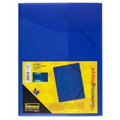 Image of IDENA 213372 Elasticated Folder for DIN A4 Polypropylene Blue