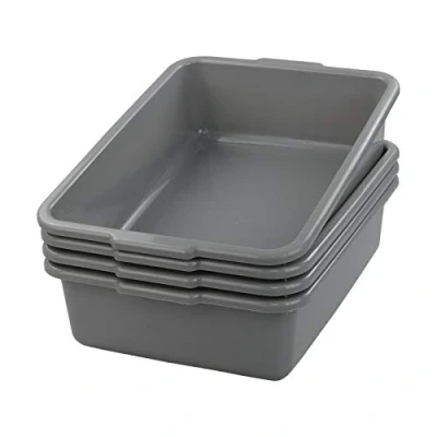 Image of Jandson Grey Plastic Washing Up Bowl, 8L Commercial Bus Boxes, 4 Packs
