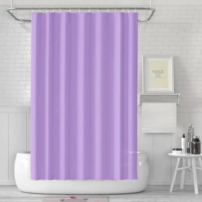 Image of LUKDUNG 180 x cm Bath Curtain, Shower Anti Mould in Bathroom, Curtain for Bathtub, Shower, Made of Fabric, Waterproof, Washable, Washable PEVA with 12 Rings,