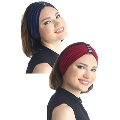 Image of Deresina Women Crystal Detail Headband for Hair Loss (Denim Burgundy)