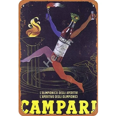Image of Henson L&#039;Olimpionico Degli Aperitivi L&#039;Aperitivo Olimpionici Campari vintage Tin Sign Logo 12 * 8 inches Advertising Eye Catching Wall Decoration