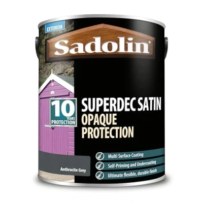 Image of Sadolin Superdec Satin Opaque Wood Protection Anthracite Grey 5L