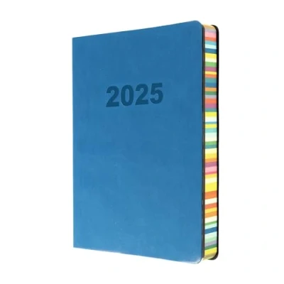 Image of Collins Edge Rainbow 2025 Diary A5 Day to Page Planner (with Appointments) Light Blue (ED151.U57 25) Daily with Soft Touch Covers and Coloured Edges