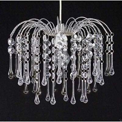 Image of Chandelier Chic Ceiling Light PENDANT Shade Crystal Droplet Fitting Easy Fit (TEARDROP CLEAR SHADE)