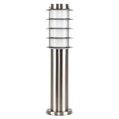 Image of MiniSun Modern Outdoor Stainless Steel 450mm Bollard Lantern Light Post Complete with a 4w LED Candle Bulb [3000K Warm White]