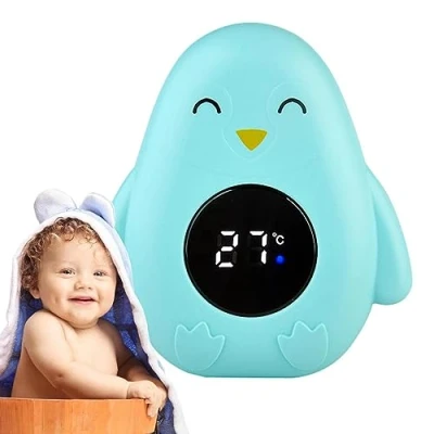 Image of Baby Bath Thermometer, Digital Floating Bathtub Thermometer Baby, Penguin Shape for Babies, LED Display Water 0 6 Years Old Babies