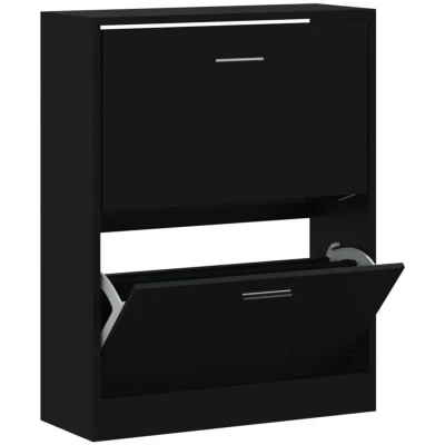 Image of vidaXL Shoe Cabinet Black 63x24x81 cm Engineered Wood