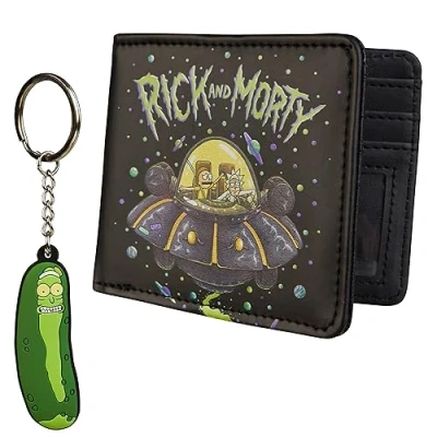 Image of Rick and Morty Card Wallet Keyring Set for Men Teenagers Slots ID Pocket Groot Mens Gifts