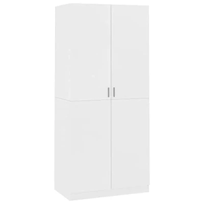 Image of vidaXL Freestanding Wardrobe, White Engineered Wood, 90x52x200 cm, Modern Style Closet Door, Spacious Storage Solution for Bedroom or Living Room