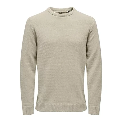 Image of ONLY &amp; SONS Men&#039;s Onsese Life Reg 7 Knit Noos Jumper, Silver Lining, X Small
