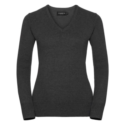 Image of Russell Athletic Collection Womens/Ladies Marl V Neck Sweatshirt (Charcoal) Size 4XL