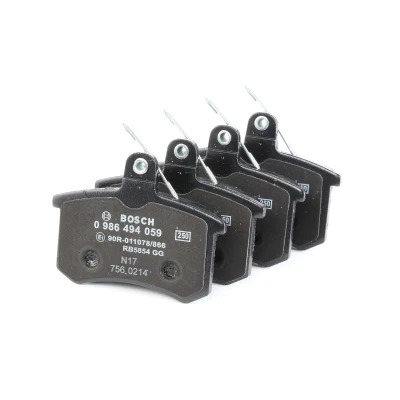 Image of 5892650, 60743565, 60743578, 6076012, 60760120 Brake pad set BOSCH 0 986 494 059 Low Metallic with anti squeak plate, mounting manual