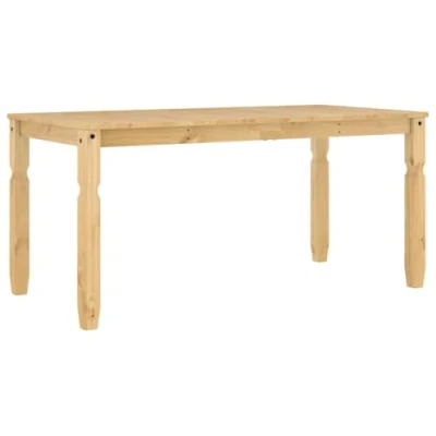 Image of vidaXL Corona Dining Table 160x80x75 cm Solid Pine Wood Table, Rustic Farmhouse Style, Honey Wax Finish, Brown, Easy Clean Surface for Room