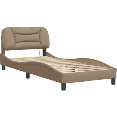 Image of vidaXL Bed Frame with LED without Mattress &quot;Hvar&quot; Cappuccino 80x200 cm