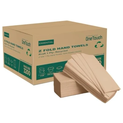 Image of Brown Z Fold Paper Towels Kraft Interfold Embossed Hand Towel 1ply Recycled C Multi Tissue. (Kraft 3200)