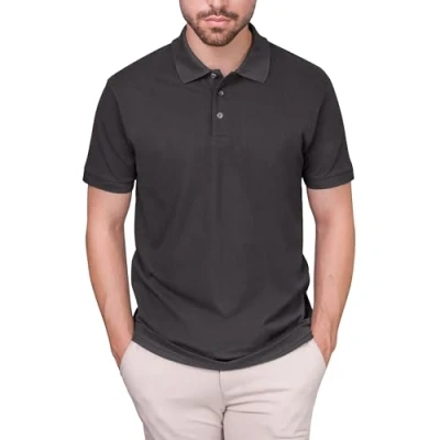 Image of HRM Men&#039;s Luxury M Polo Shirt, Dark Grey, XXXXX Large