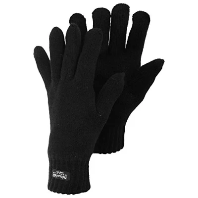Image of Mens Heatguard Thinsulate Thermal Knitted Winter Gloves (L/XL) (Black)