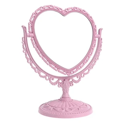 Image of Liummrcy Makeup Mirror Heart Shaped Rotatable Double Sided Desktop Cosmetic Vanity Pink Mirror,Cosmetic Mirror,Vanity Mirror,Table Mirror,Beauty Mirror,Portable Mirror,Desktop