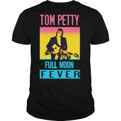 Image of Rock Off Tom Petty &amp; The Heartbreakers &#039;Full Moon Fever&#039; (Black) Unisex Short Sleeve T Shirt (PETTS06MB, UK, Alpha, M, Regular, Regular)
