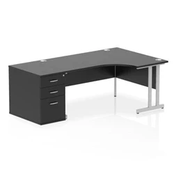 Image of Impulse 1600 RH Crescent Desk Cantilever Black/Silver 800 Hi Ped
