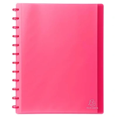 Image of Exacompta Ref 86355E PP Translucent Repositionable Display Book Suitable for A4 Documents, 30 Pockets, 60 Viewing Pages, Removable Pockets Red