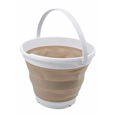 Image of SAMMART Collapsible Bucket (White/Latte, 10L Round)