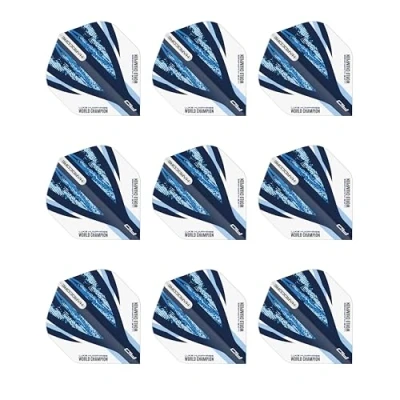 Image of RED DRAGON Luke Humphries White and Blue Hardcore Standard Dart Flights 3 Sets Per Pack (9 in total)