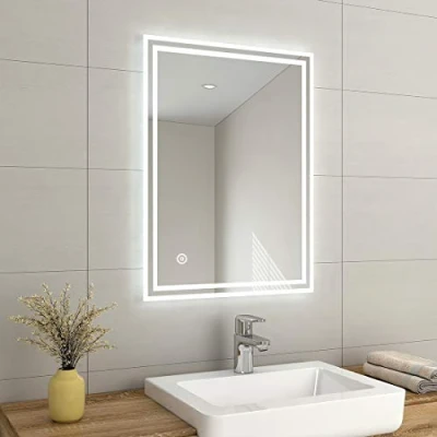 Image of EMKE 800 X 600 mm LED Illuminated Bathroom Mirror with Lights and Demister Pad, Wall Mounted Touch Sensor Mirrors Anti Fog for Makeup Cosmetic, IP44 Rated